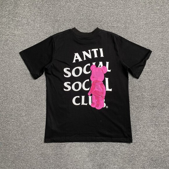 Anti Social Social Club Black T Shirt With Pink Bear Print
